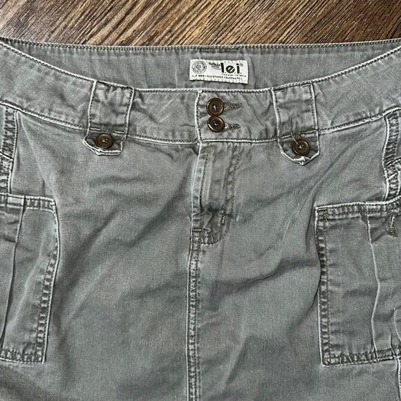 Vtg 90s Y2k L.E.I. Olive Green Cargo Mini Skirt 9 - Picture 2 of 7